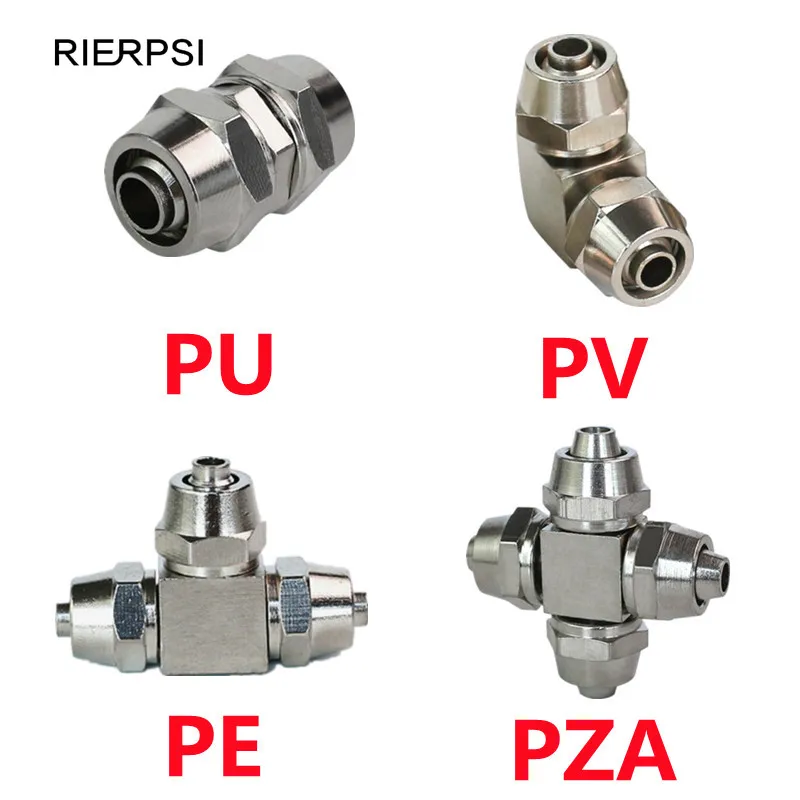 PV PE PM PZA Copper Plated Nickel Pneumatic Air Quick Connector For Hose Tube OD 4/6/10/12/14/16MM Fast Joint Connection