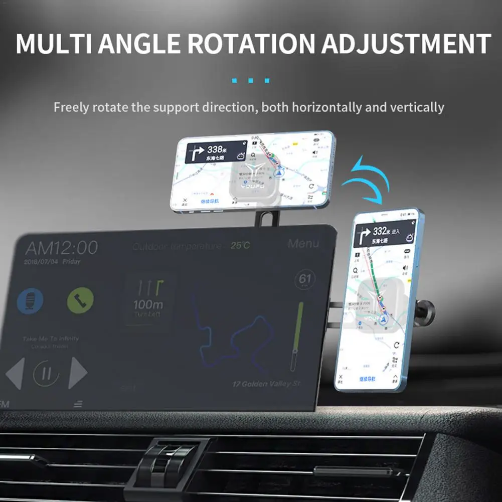 For Teslas Model 3/Y Magnetic Car Phone Holder Foldable Stretch Center Console Hidden Floating Screen Phone Mount Stand