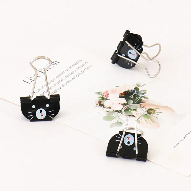 TUTU 6PCS cat Binder Clips For Home Office Books File Paper Organizer Clip Food Bag Clips Note Clips 25mm School Gift H0363