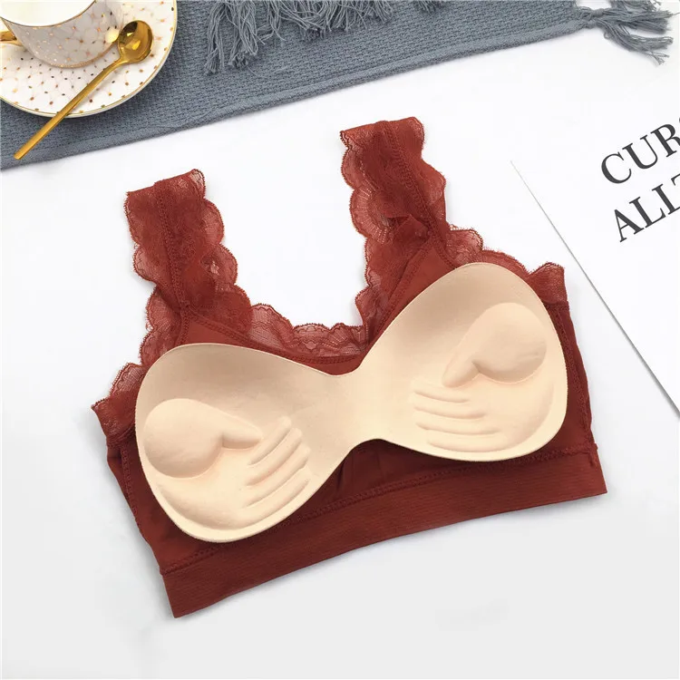 3D Sexy lace Lingerie Seamless Sport Bra Backless Strapless Top Bra Push Up Bralette Brassiere Women Underwear vest wrapped girl