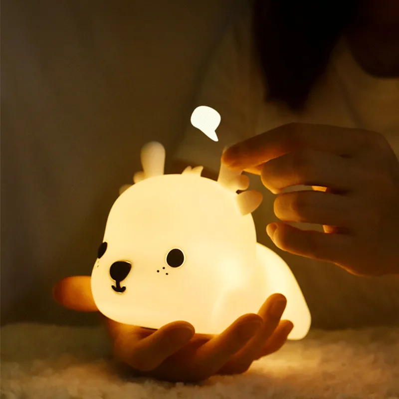 Children Night Light Cute LED Dear Lamp Room Decor Luminaria Rechargeable Timer Bedroom Bedside Lamp for Kids Baby New Year Gift