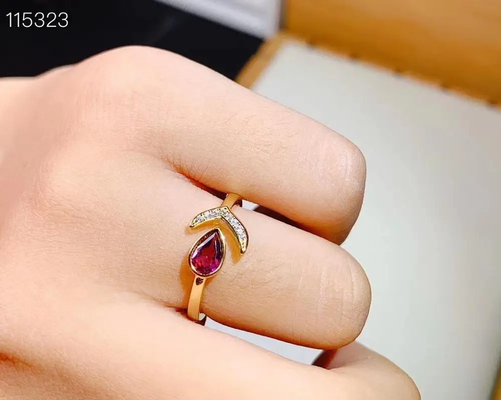 KJJEAXCMY fine jewelry 925 sterling silver inlaid natural garnet new ring elegant girl's ring support test