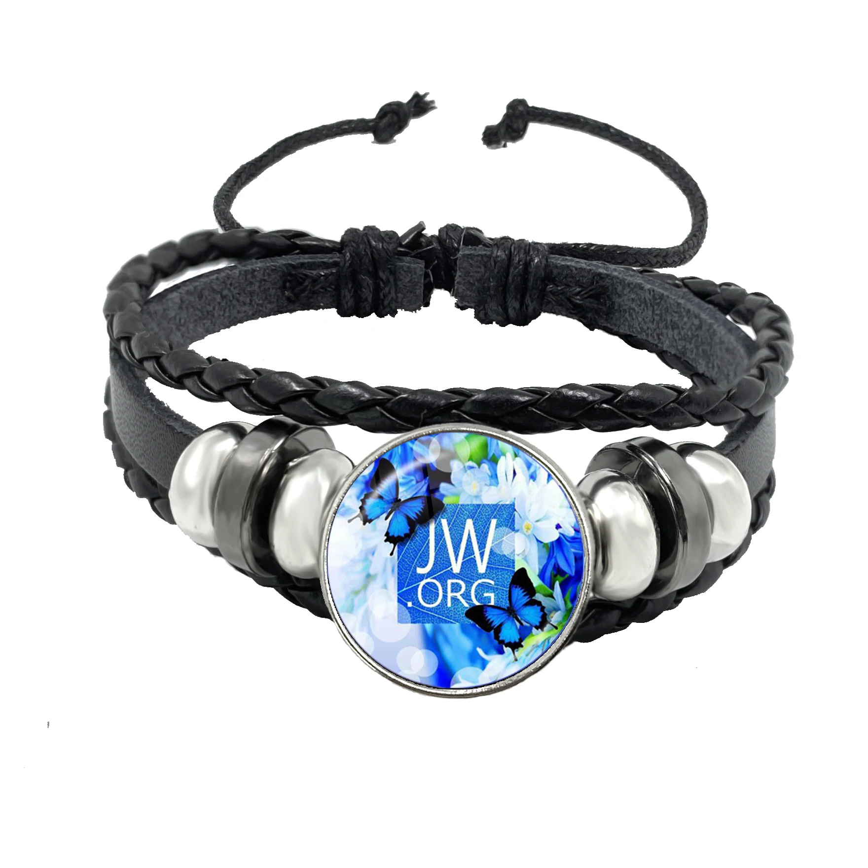 2020 New Arrival JW.ORG Bracelet Steampunk Jehovah's Witnesses Glass Photo Cabochon Black Button Leather Bangle Jewelry Gift