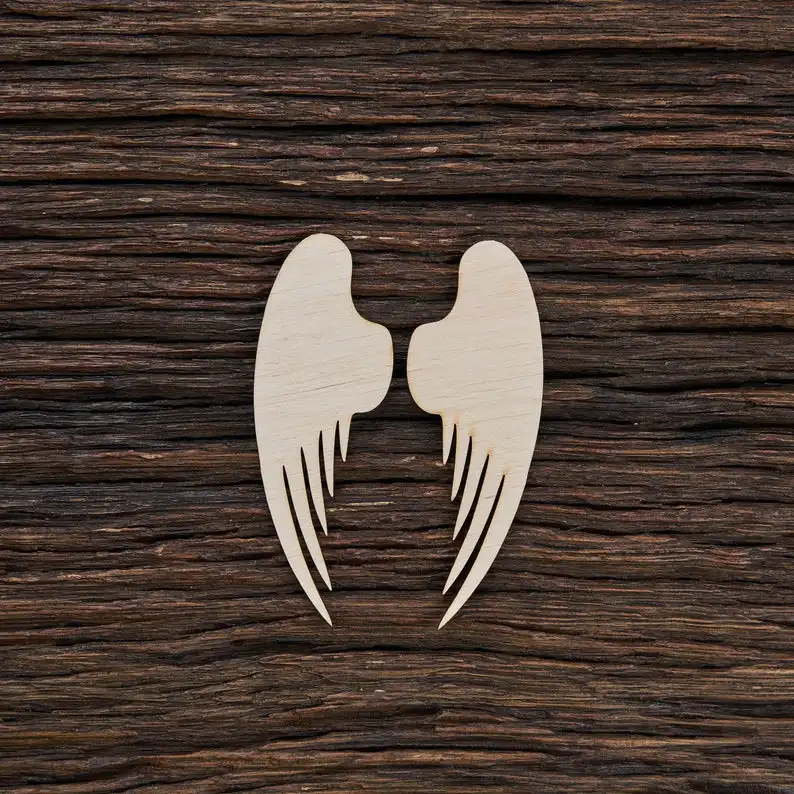 Wooden Angel Wings Shape For Crafts And Decoration - Laser Cut - Angel Wing - Angel - Angel Wing Necklace - Wings Silhouette