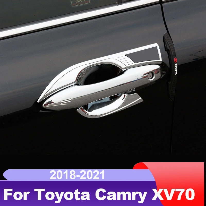 Carbon fiber Car Door Bowl Handle Trims for toyota camry 2018 2019 2020 2021 v70 xv70 trd accessories sport edition