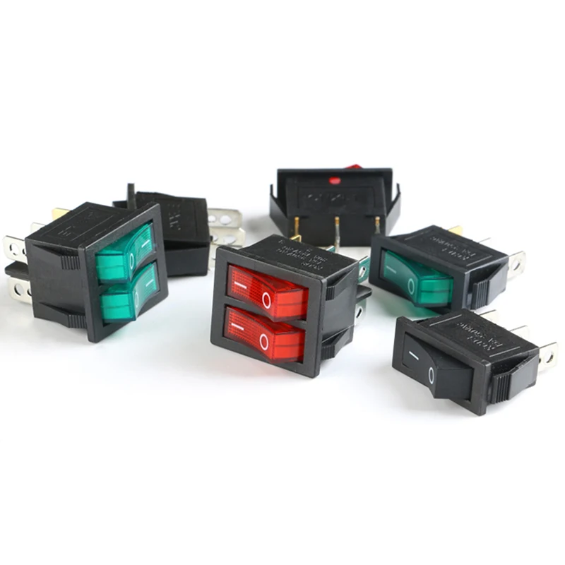 KCD3 rocker switch with light KCD3 rocker switch rocker power button switch accessories 3/6 foot red black green light 15/16A250