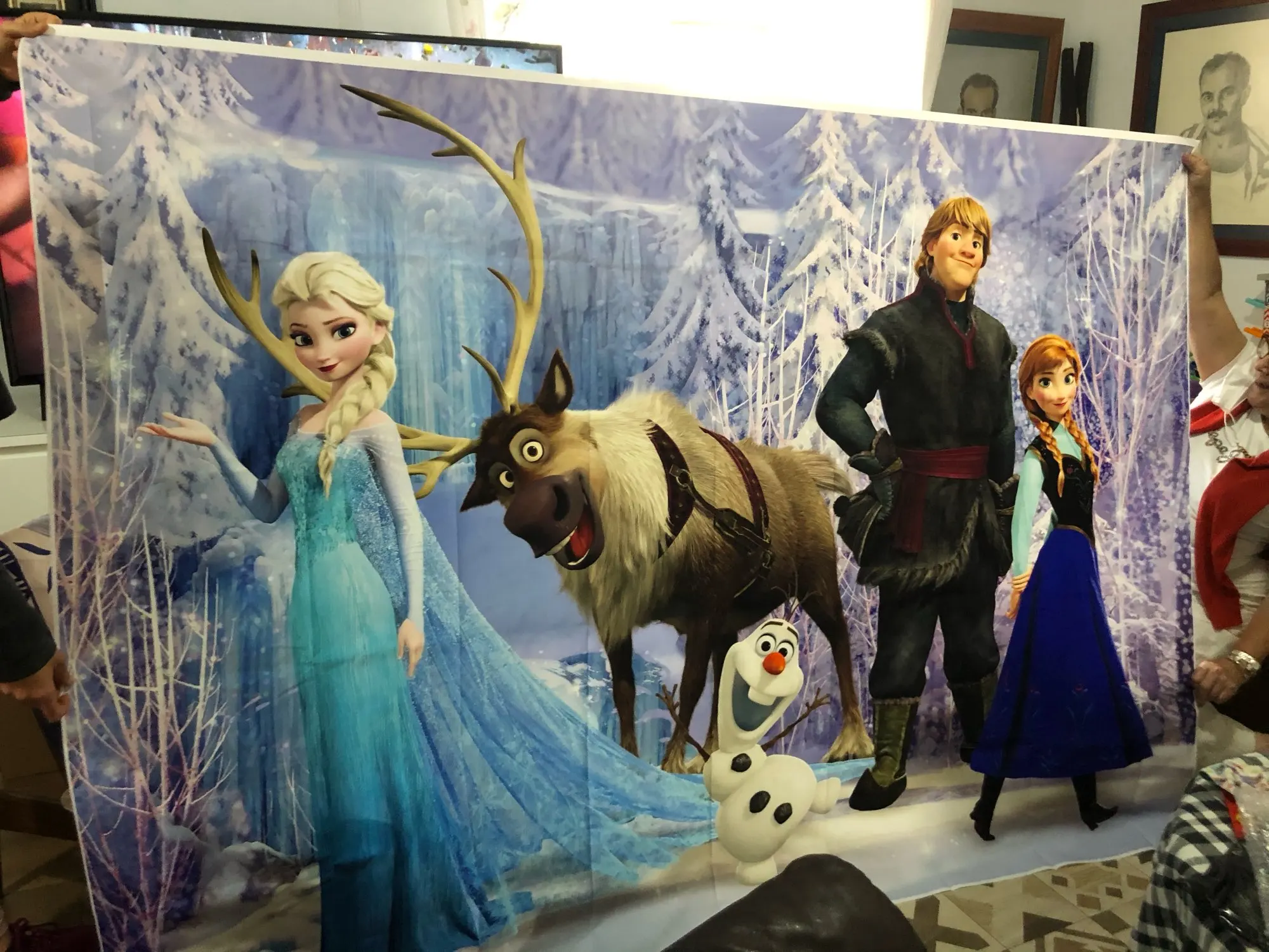 Hot Cartoon Frozen Anna Elsa Princess Party Photo Background Snow Queen Colorful Wallpaper Happy Birthday Baby Shower Backdrops