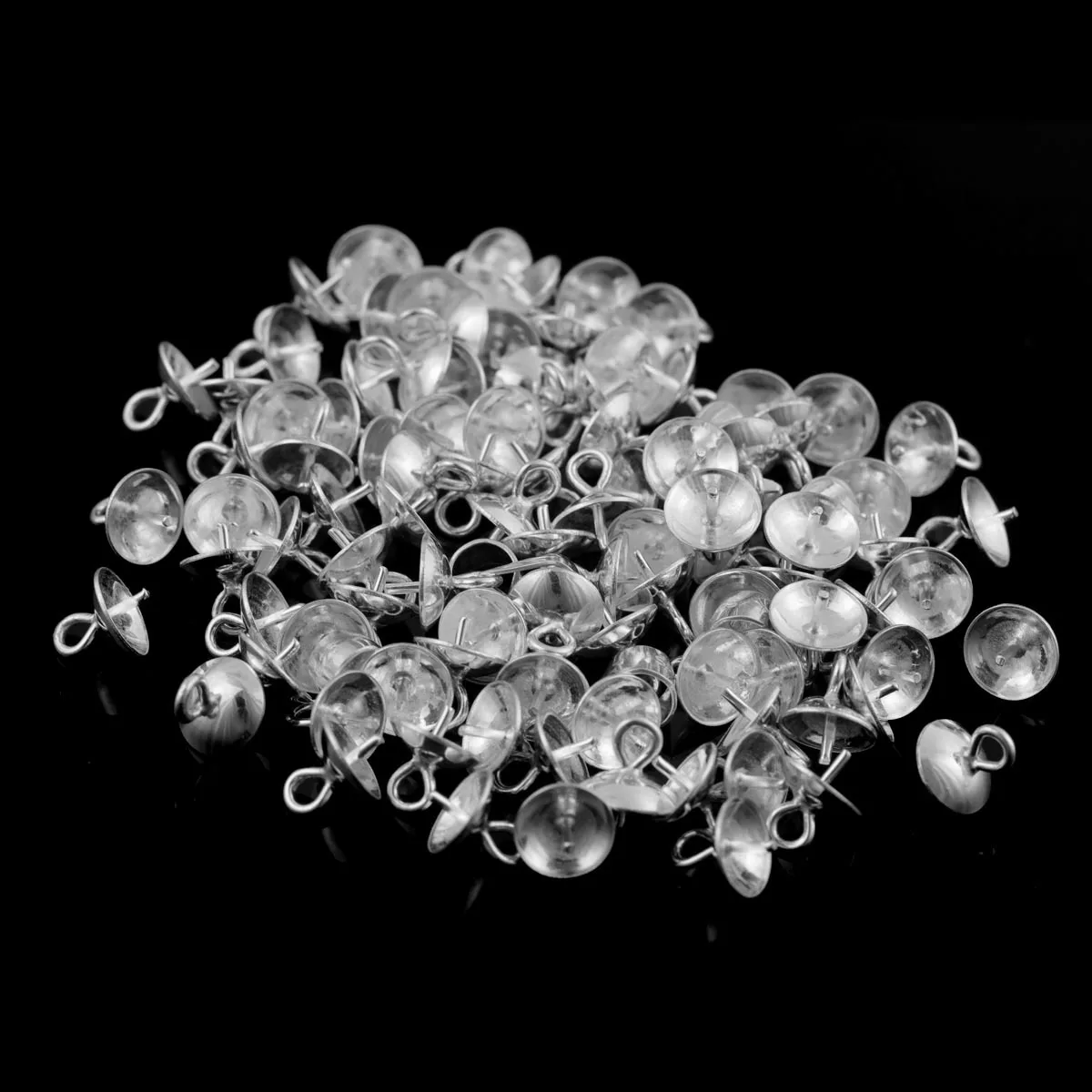 20pcs 3-6MM Sterling Silver Earrings Pearl Empty Caps Handmade S925 Silver Bead Plate Melon Seed Buckle DIY Beaded Accessories