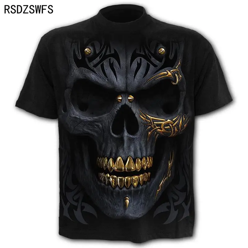 New Scary Skull Men\'s T-Shirts Men\'s Punk 3D Shirts Summer Fashion Tops O-neck t-shirt Boys Clothing Streetwear Size XXS-5XL