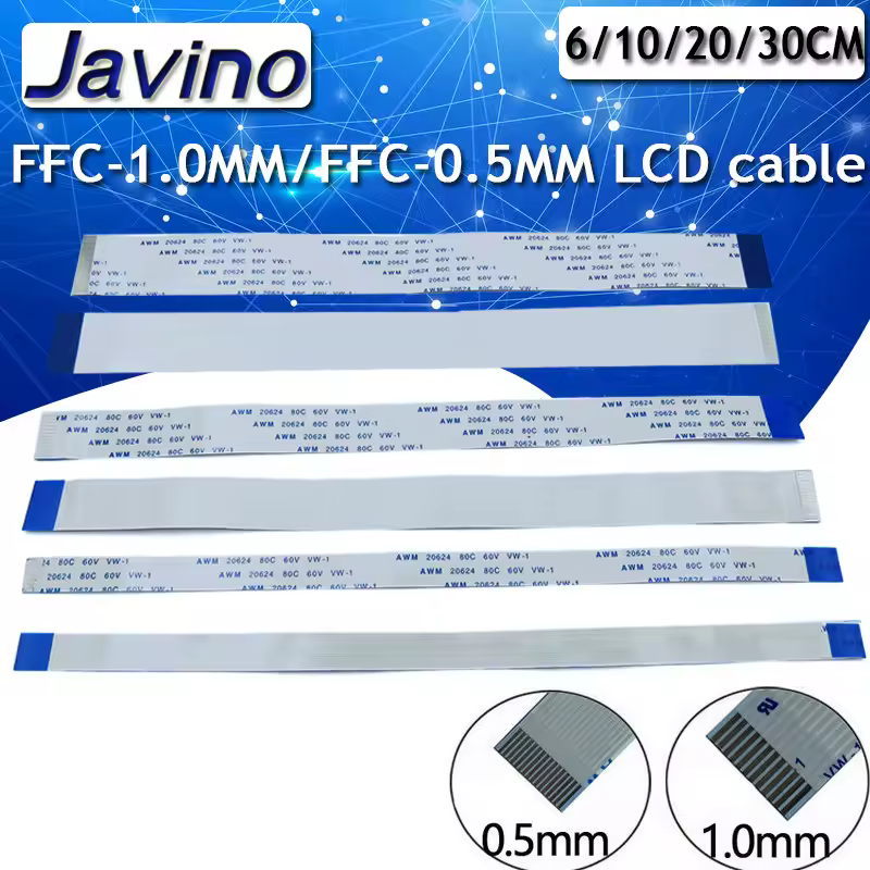 10 個複数の長さのフラットフレキシブルケーブル FFC FPC 液晶ケーブル AWM 20624 80C 60V VW-1 FFC-1.0MM/FPC-0.5MM 液晶コネクタフラットケーブル
