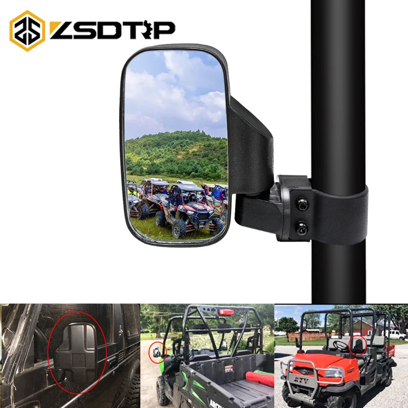 ZSDTRP Black Orange Mictuning UTV Side Mirror with 1.75