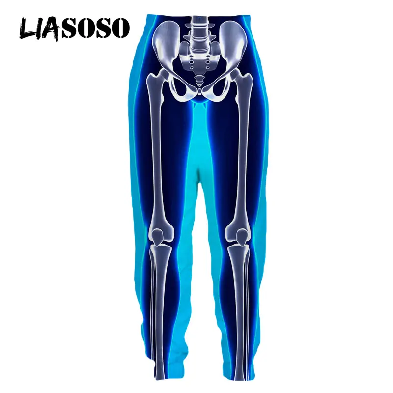 Liasoso 3D Print Schedel Benen Skelet Horror Ghost Joggingbroek Streetwear Harajuku Casual Grappige Zweet Broek Mannen Vrouwen Jogger Broek