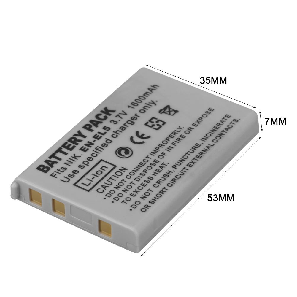 3.7V 1600mAh EN-EL5 Bateria + ładowarka USB do aparatu Nikon Coolpix P4 P80 90 100 P500 P510 P520 P530 P5000 P5100 P6000 kamera Bateria