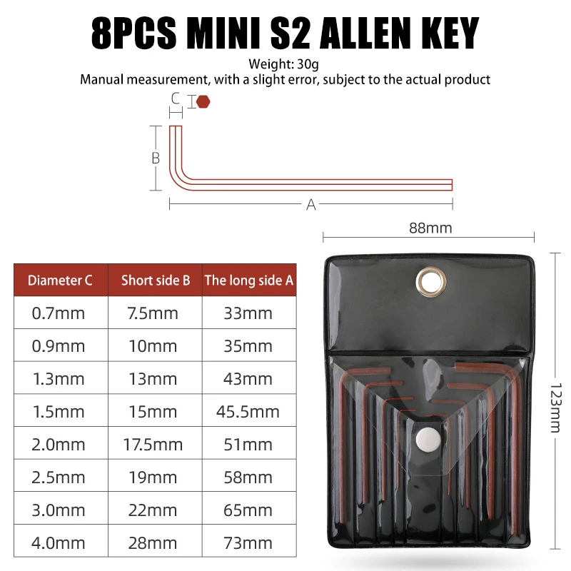 8/11 Pcs Allen Wrench L-Type Metric/Imperial Wrench Inch Allen Key Hexagon Wrench Short Arm Tool Set Portable Repair Hand Tool