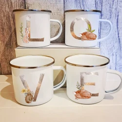 Alphabet Animal Print Enamel Coffee Tea Mugs Cartoon Rabbit Party Beer Drink Wine Cups Children Breakfast Milk Mug Best Gifts