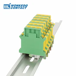 USLKG16N Ground Modular Din Rail Terminal Block, 16 mm² Universal Screw Earth Plug Wire Electrical Connector USLKG-16N