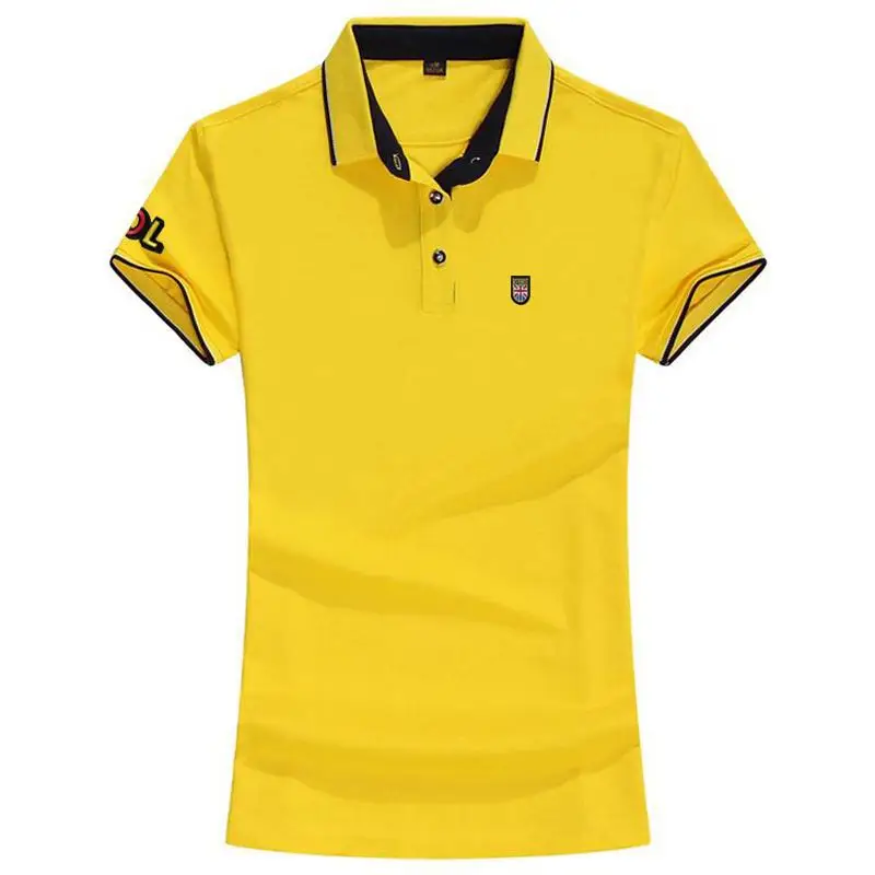 High Quality New Summer Womens Polo Shirt Casual Short Sleeve Ladies Lapel Tees Fashion Womens Polos Clothing Slim Female Tops