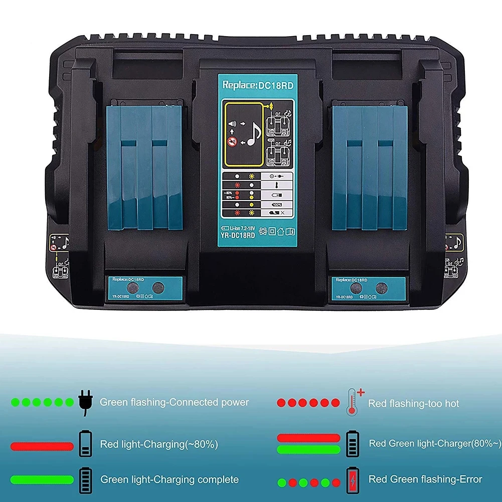 

14.4V 18V USB Output Vehicle Power Tool Rapid Dual Port Li-ion Battery Charger Durable Circuit Protection Auto For Makita DC18RD