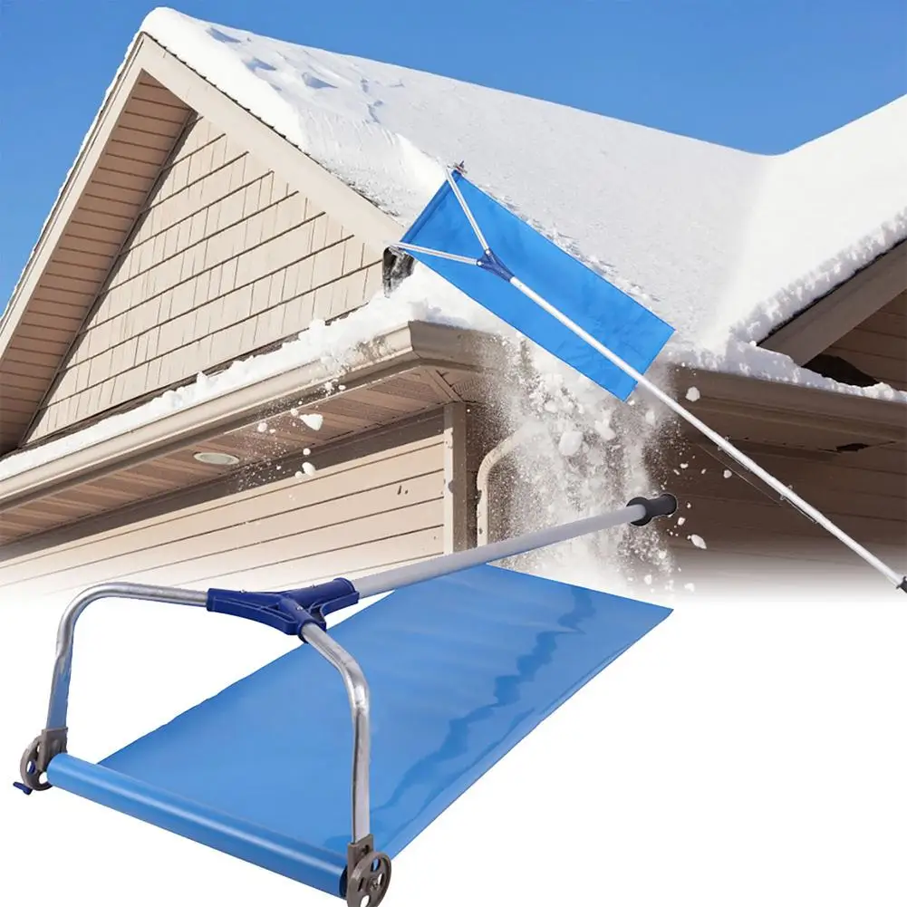 Roof Snow Rake Aluminum 20ft Lightweight Snow Removal Tool For House Roof Extendable Snow Shovel With Wide Head Cutter And Adj