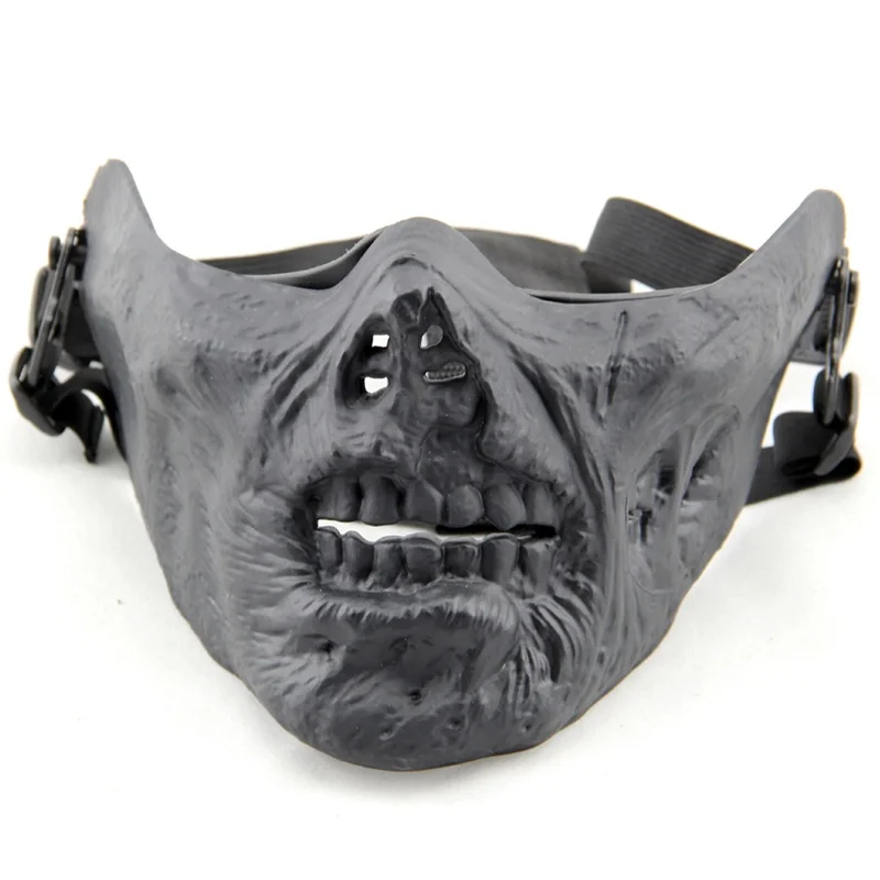 Imagem -05 - Half Face Plastic Halloween Mask cs Cosplay Horror Crânio Zumbi Airsoft Paintball Caça Halloween