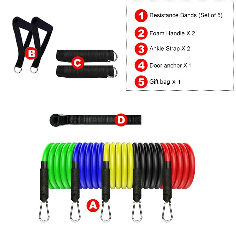 Home Yoga belt elastic rope fitness training exercise resistance tube kit Resistance band set pull rope exercise sports 150lbs