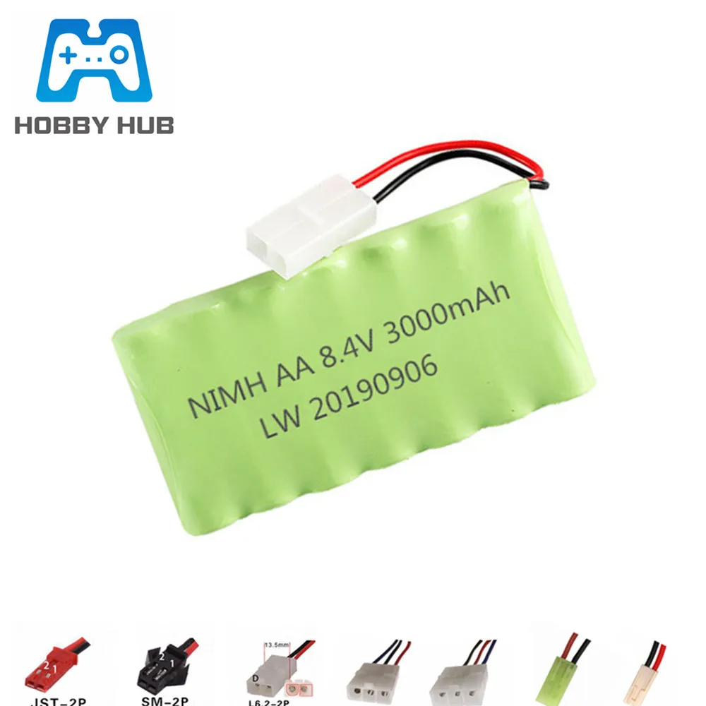 Batería recargable de 8,4 v, 3000mah, NiMH, para juguetes Rc, coches, tanques, tren, Robots, pistola, barco, Ni-MH, AA, 2400mah, 8,4 v, 1 a 10 Uds.