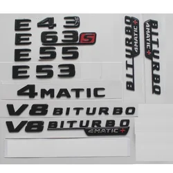 Lettres Noires Brillantes pour Mercedes Benz, W212, W213, S213, E43, E53, E55, E63, Jas S, Attention Ols V8, BITURBO, 4MTransit, 4MTransit + Emblèmes