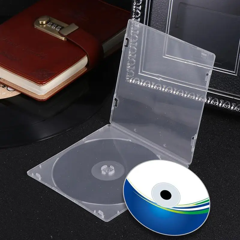 12PCS Ultrathin DVD Case Transparent CD Package Portable CD Storage Box For Home Cinema Film Pluggable Cover CD Case (White)