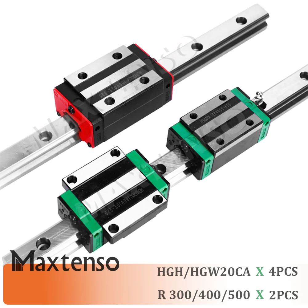 MAXTENSO HGH20 HGW20 Linear Guide Rail and Blocks Carriage 300 400 500 600mm Linear Guideways Square Type HGR20 High Precision