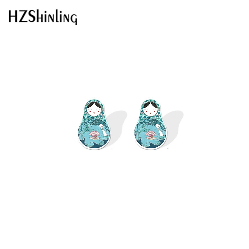 2019 New Cartoon Russian Doll Earring Russian Dolls Fashion Earring Art Plastic Earring Epoxy Stud Earing