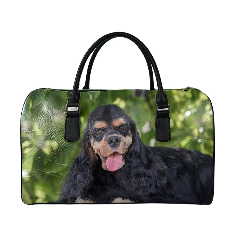 Noisydesigns Large Capacity Travel Bag For Man Women Weekend Outdoor Duffel Luggage Handbag PU Organize Cocker Spaniel Dog Print