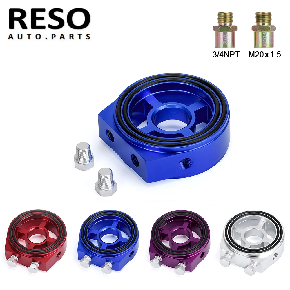 

RESO--Universal Oil Filter Sandwich Adapter Cooler Gauge M20X1.5 3/4-16 1/8 NPT Aluminum