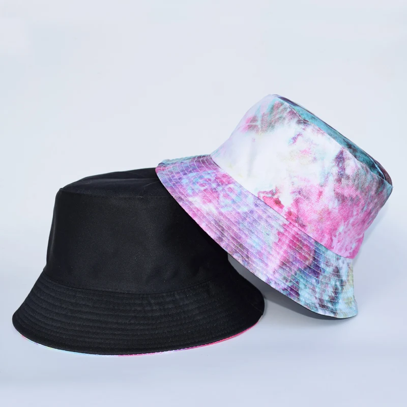 Summer Tie Dye Bucket Hat for Men Women Reversible Fashion Hip Hop Fisherman Hat Bob Street Outdoor Travel Boys Girl Hat Panama