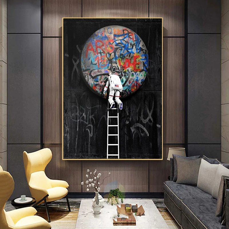 Astronaut Space Spacecraft Canvas Painting Posters and Prints Space Plant Graffiti Modern Street Art Wall Art Pictures Unframed