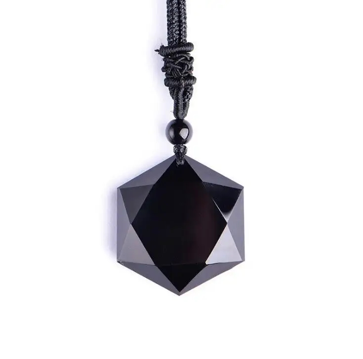 DropสีดำObsidianจี้สร้อยคอObsidianดาวRongDeจี้คริสตัลเครื่องประดับฟรีเชือก