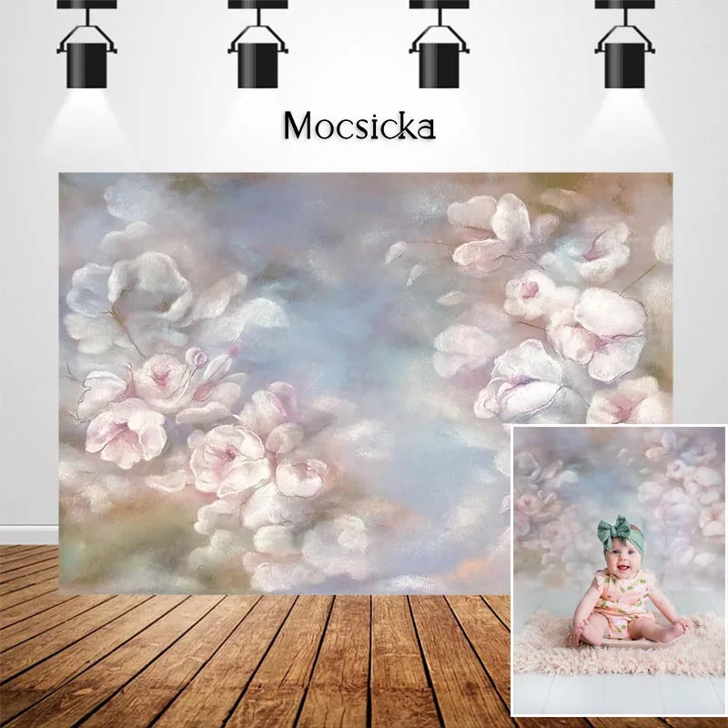 MOCSICKA 추상 질감 꽃 신생아 사진 촬영 배경 꽃 어린이 생일 Photocall 배경 사진 스튜디오