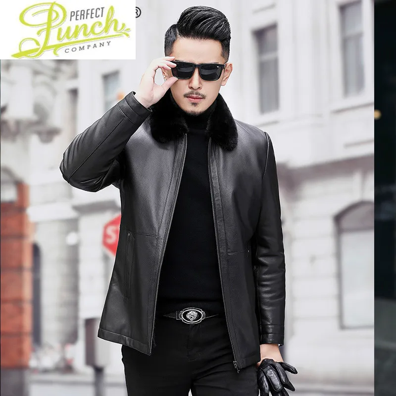 

Leather Men's Jacket Winter Natural Mink Fur Coat Real Genuine Leather Jackets Fetal Cowhide Leather Coat A12-18962