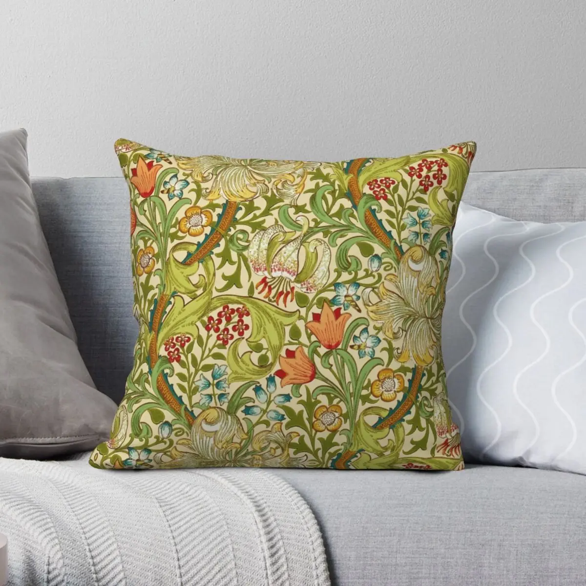 

William Morris Golden Lily Pillowcase Polyester Linen Velvet Printed Zip Decorative Throw Pillow Case Sofa Cushion Case