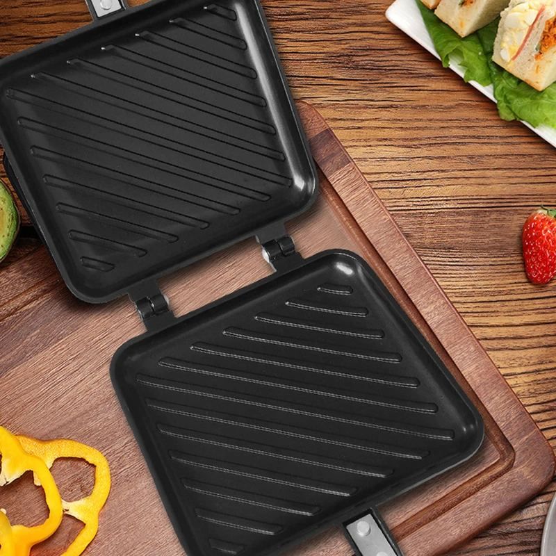Mini sandwichera de Gas, plancha para Pan, tostada, máquina para desayuno, gofres, tortitas, hornear, barbacoa, tostadora, molde para horno, sartén para parrilla