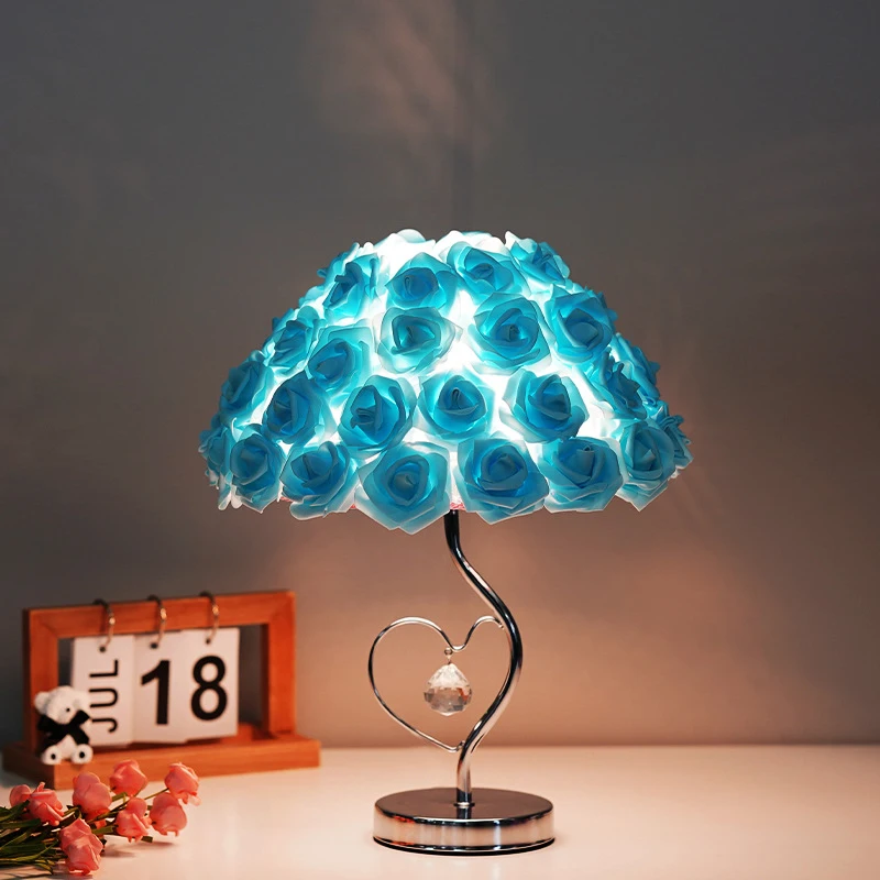 Desk Lamp Rose Flowers Creative Table Light Table Lamp for Christmas Dating Party Wedding Living Room Bedroom Party Home Decor