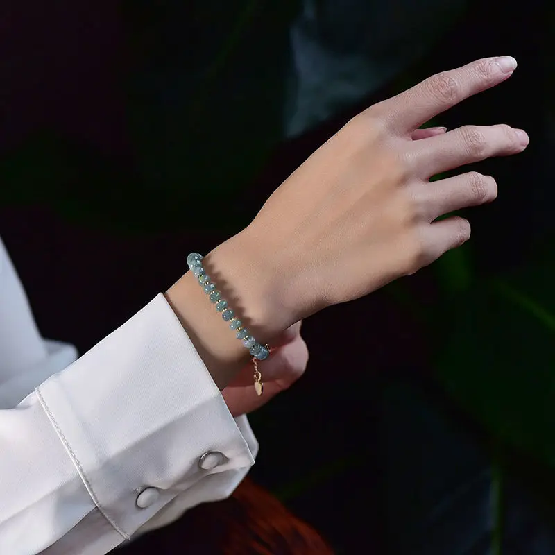 Natural Stone Abacus Beads Bracelet Jade Bangle With Extension Chain Women Handmade Lucky Chakra Friendship Couple Charm Jewelry