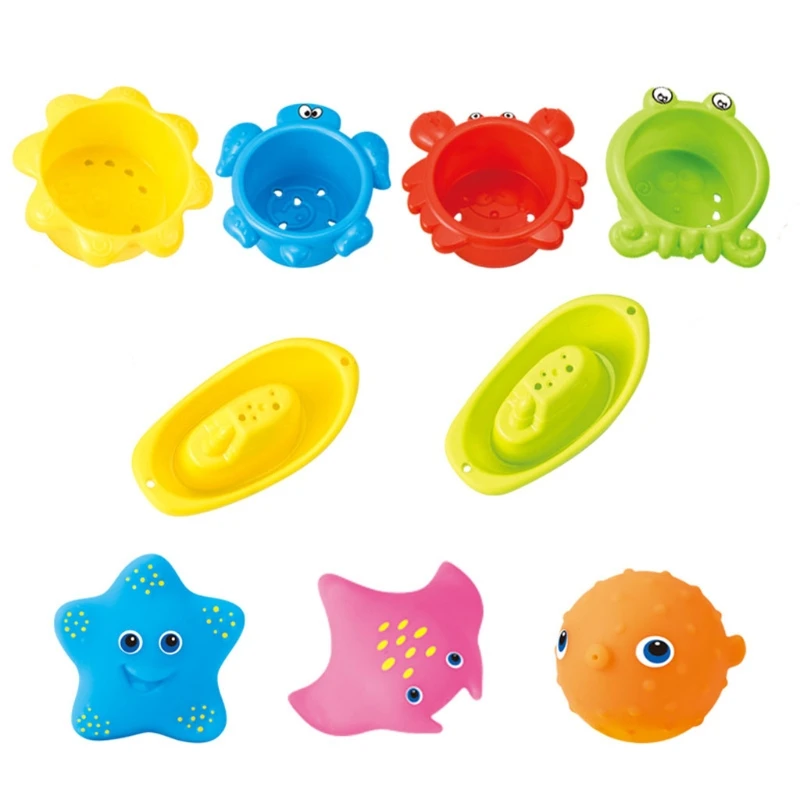 

2024 New Lightweight and Plastic Attractive Baby Bath Toy Column Floating Bathing Toy 9 Pieces Baby Bath Toy Attractive Toy