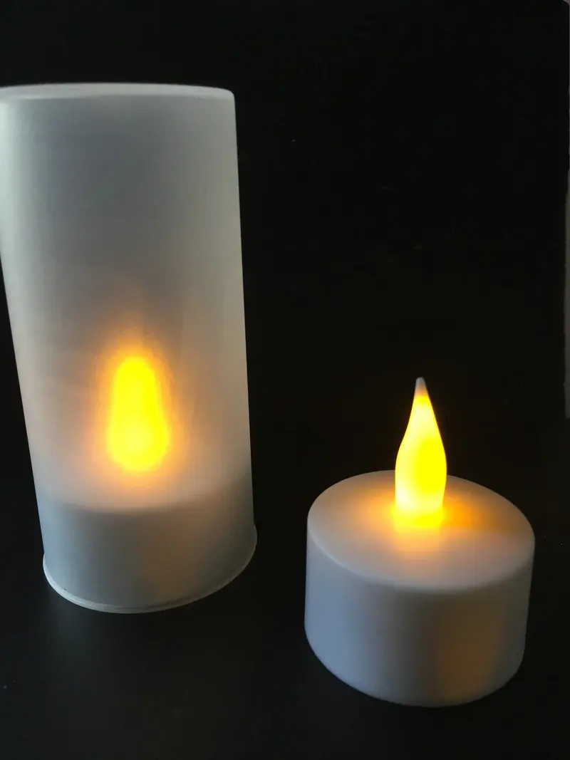 USB powered Rechargeable electronic bougie decorative tealight Led candle Frosted Cup Waxless Christmas Wedding Xmas party-Amber