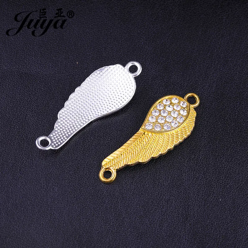 5pcs/lot Crystal Angel Wings Connectors Charms Crafts Supplies For DIY Bracelets Pendant Necklaces Jewelry Making Accessories