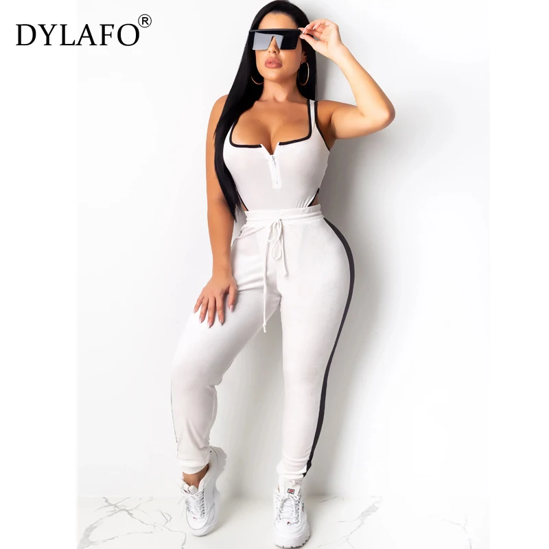 

Осенне-зимний женский комплект, бархатный боди, костюм с брюками-карандаш, комплект из двух предметов, сексуальная уличная одежда, повседневный модный спортивный костюм, наряд