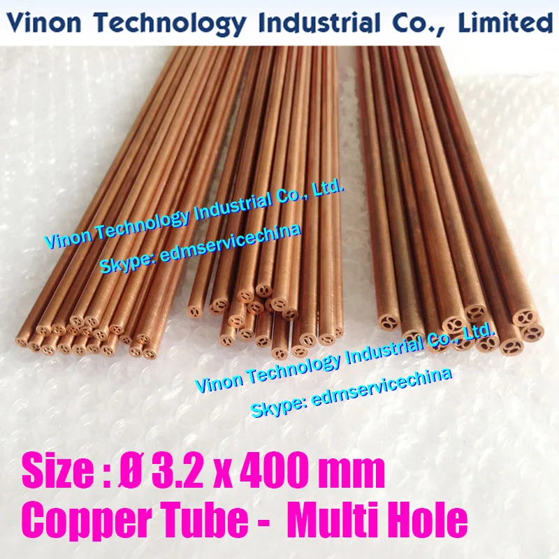 (30PCS/LOT) 3.2x400mm Copper Tube Multihole, Copper EDM Tubing Electrode MultiChannel Dia. 3.2mm Length 400mm for Superdrill edm