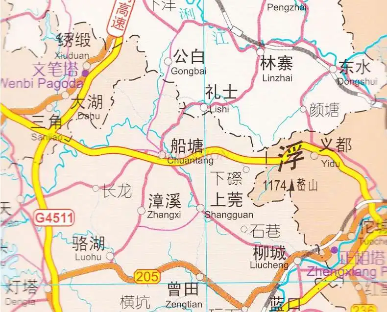 Map of Guangdong Province in Chinese and English