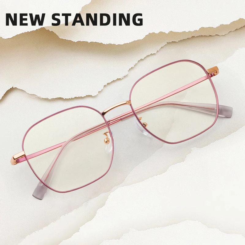 NEW STANDING Women Fashion Anti Blue Light Blocking Glasses Vintage Geometry Antiblue Rays Computer Eyeglasses