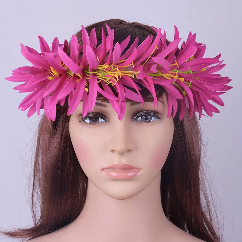 Free Shipping HL0003B-1 50Pcs/lot 5 Colors 50Cm Artificial Velvet Spider Lily Headband Tropical Hawaii Floral Headwear Wholesale