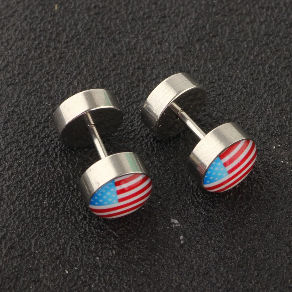 Rock fake ear gauges plugs and tunnels fake piercing expander stretcher cheater ear stud barbell for men women